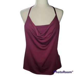 Fabletics Wine Cowl Neck Active Tank M